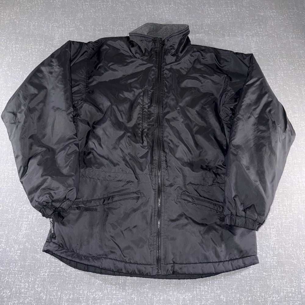 Columbia Jacket Womens Medium Black Nylon Fleece Lined Insulated Full Zip Coat